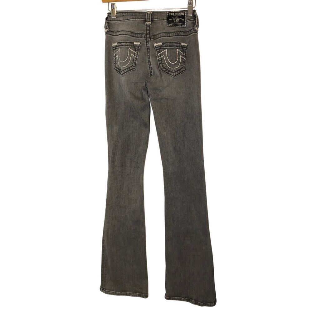True Religion Becca Mr Boot Super T Bootcut Jeans Sz 25 Black wash mid-rise slim